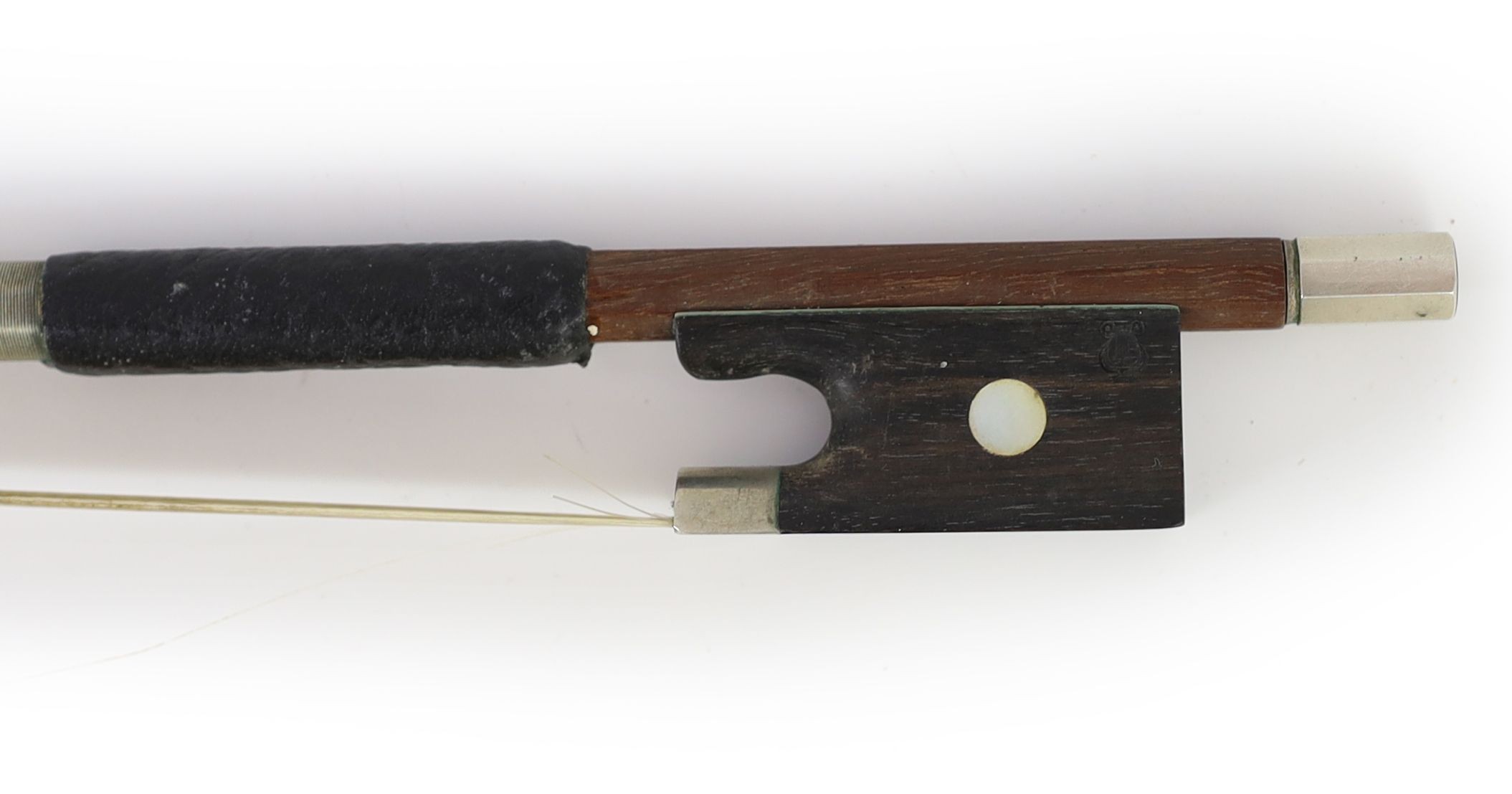 A Violin bow, maker's stamp Jerome Thiboubille - Lamy 74cm.